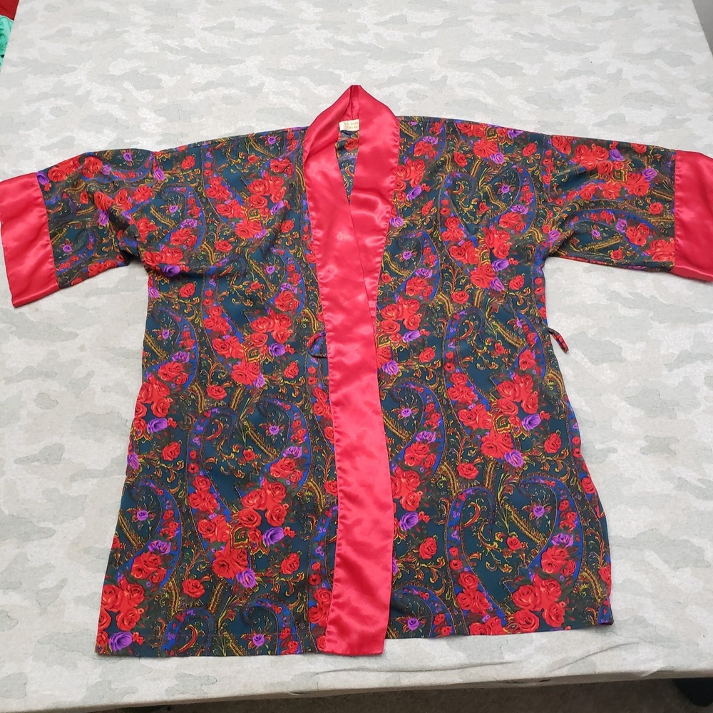 Vintage Victoria's Secret Kinomo Robe Womens One Size Fits All Red Gold Label